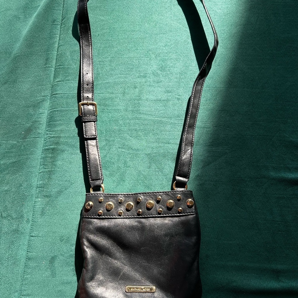 Michael Kors Black Leather Crossbody Bag with gold studs - Picture 15 of 16